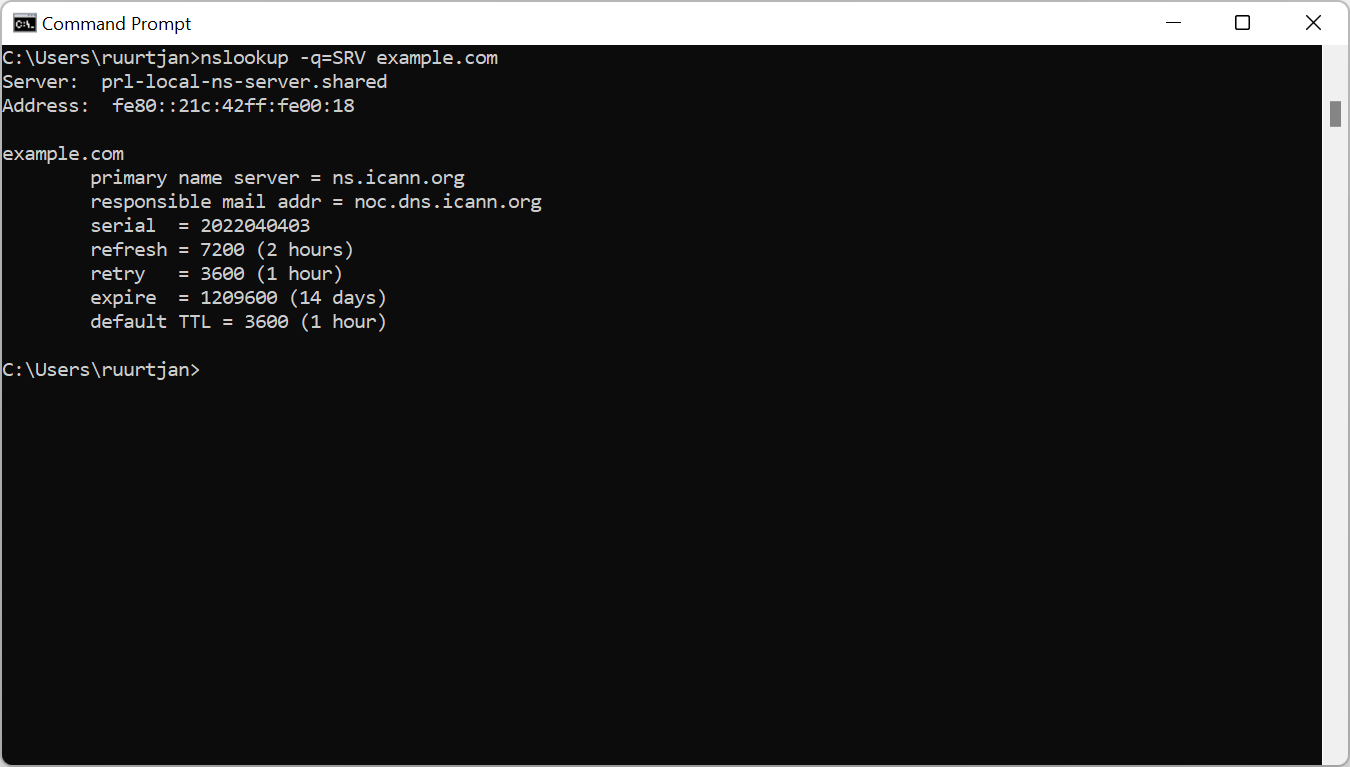 SRV lookup in Windows